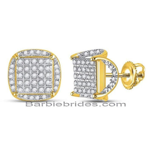 Micro Pave 18K Gold Plated 3D 5A Cubic Zirconia Men Women Cluster Stud Earrings